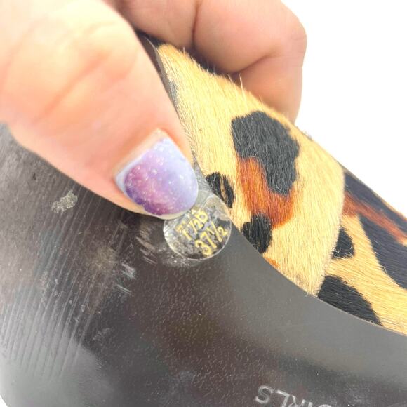 00s BCBGIRLS Vintage Brown Black Leopard Print Peep Toe Pumps - Picture 7 of 11